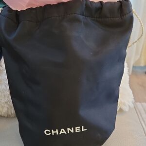 CHANEL Navy Blue Drawstring Bag
